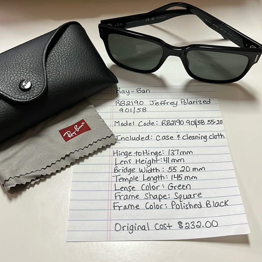 Authentic Ray-Ban Jeffrey Polarized Sunglasses